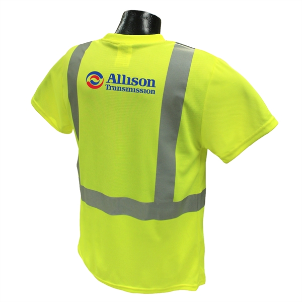 Short sleeve Class 2 Hi-Viz safety T-shirt with a front pocket... from ASI 46170 Compass Industries Inc
