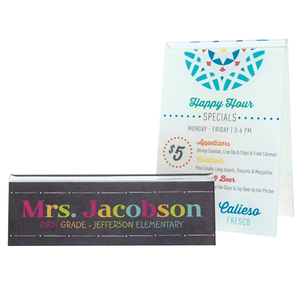 Full Color Clear Acrylic Table Tents. 1/8" clear acrylic... from ASI 81500 Navitor Inc / Navitor Specialty Products