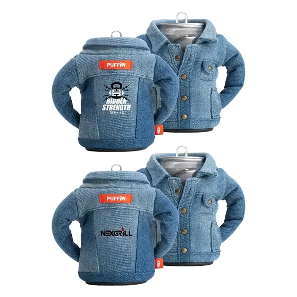 12 oz. beverage can cooler designed like a denim jean jacket.... from ASI 88060 Snugz/USA Inc