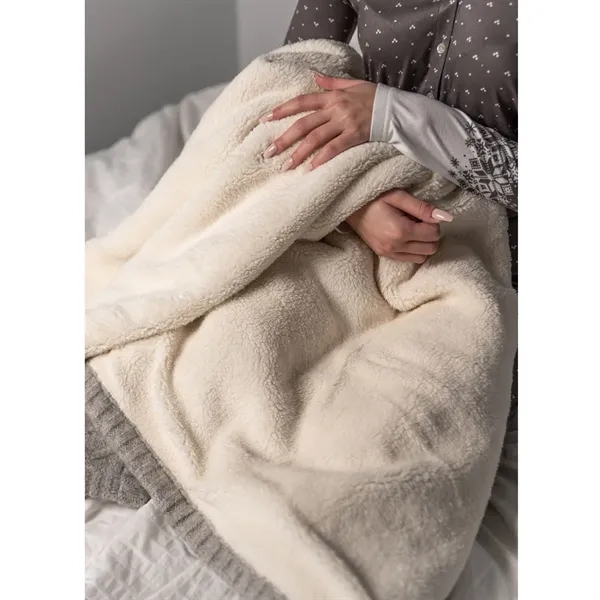 60" x 50" nylon/wool blend knit and Sherpa faux lambswool blanket.... from ASI 68507 The Magnet Group