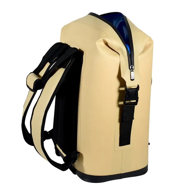 Backpack cooler with straps, top side handle, loops, insulation, and zipper.... from ASI 68507 The Magnet Group / The Bag Factory®