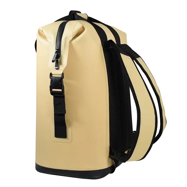 Backpack cooler with straps, top side handle, loops, insulation, and zipper.... from ASI 68507 The Magnet Group / The Bag Factory®