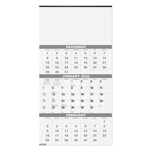 14 month (December-January) preprinted calendar shown three months per sheet.... from ASI 98360 WOWLine
