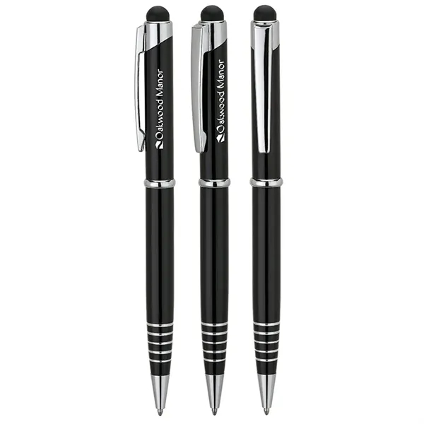 Aluminum ballpoint pen with twist-action mechanism, anodized finish, etched grip rings... from ASI 67866 Logomark/Valumark / Valumark™