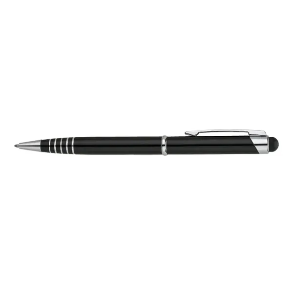 Aluminum ballpoint pen with twist-action mechanism, anodized finish, etched grip rings... from ASI 67866 Logomark/Valumark / Valumark™