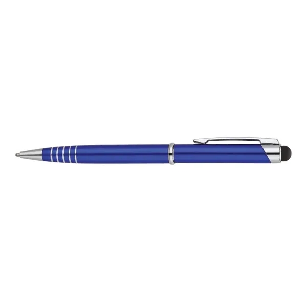 Aluminum ballpoint pen with twist-action mechanism, anodized finish, etched grip rings... from ASI 67866 Logomark/Valumark / Valumark™