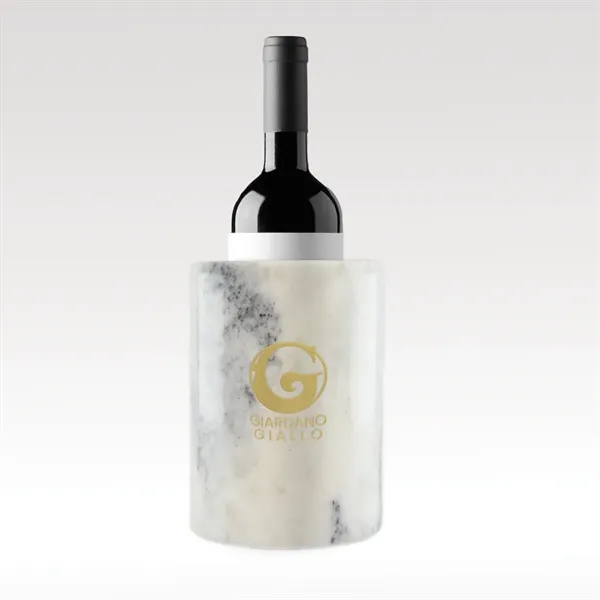 White marble wine chiller with natural veining, keeps wine cool without... from ASI 93986 Visions/Awardcraft