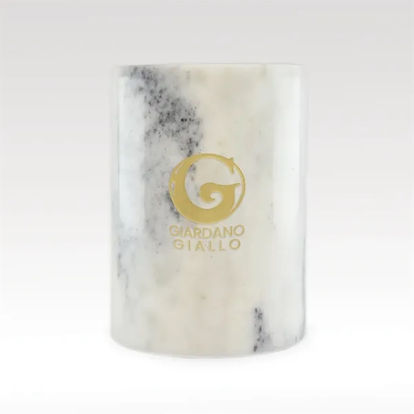 White marble wine chiller with natural veining, keeps wine cool without... from ASI 93986 Visions/Awardcraft
