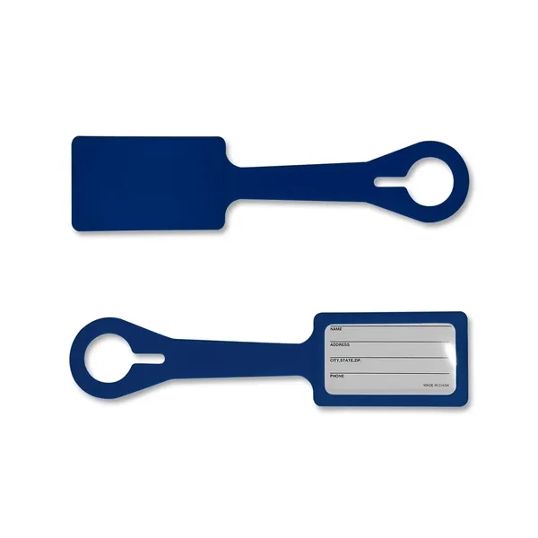 Silicone luggage tag with PVC details panel and stretch attachment.... from ASI 79530 Prime Line