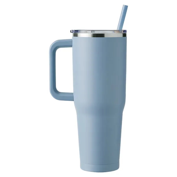 40-ounce travel mug with double-wall vacuum insulation, slide-open lid, and straw.... from ASI 79530 Prime Line