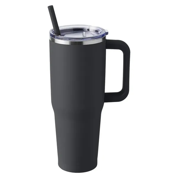 40-ounce travel mug with double-wall vacuum insulation, slide-open lid, and straw.... from ASI 79530 Prime Line