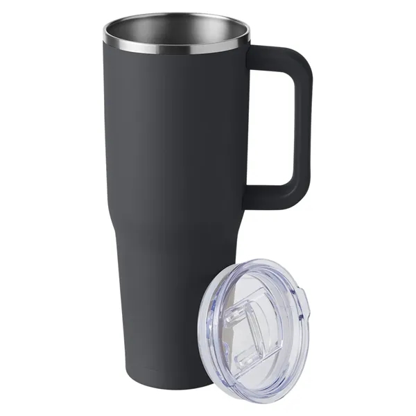 40-ounce travel mug with double-wall vacuum insulation, slide-open lid, and straw.... from ASI 79530 Prime Line