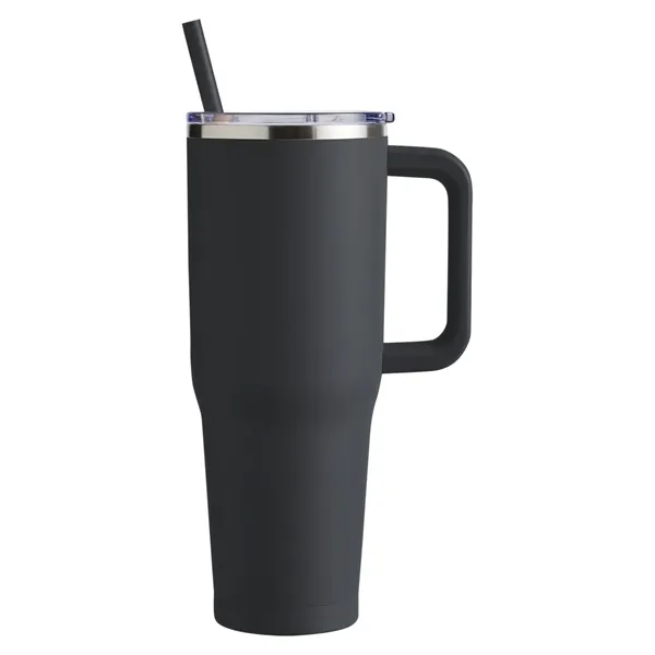 40-ounce travel mug with double-wall vacuum insulation, slide-open lid, and straw.... from ASI 79530 Prime Line