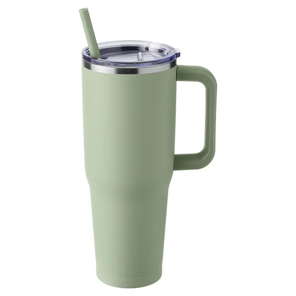 40-ounce travel mug with double-wall vacuum insulation, slide-open lid, and straw.... from ASI 79530 Prime Line