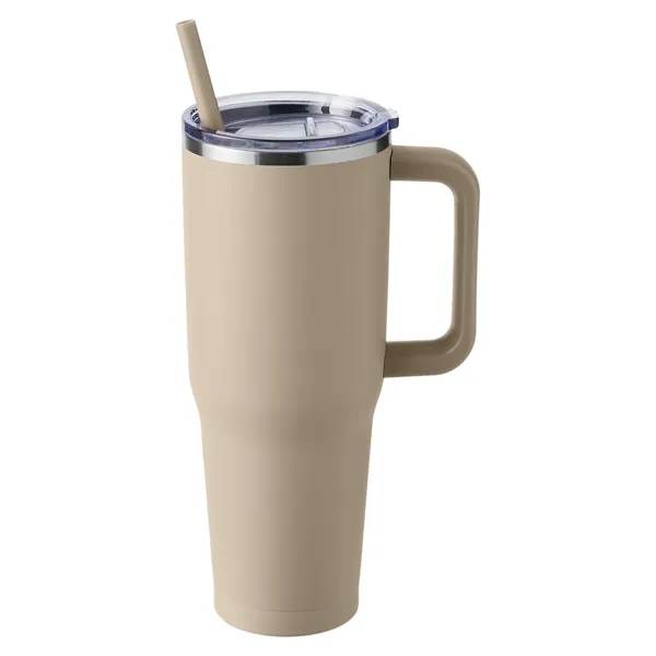 40-ounce travel mug with double-wall vacuum insulation, slide-open lid, and straw.... from ASI 79530 Prime Line