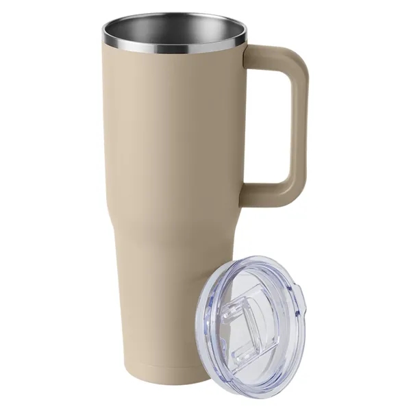 40-ounce travel mug with double-wall vacuum insulation, slide-open lid, and straw.... from ASI 79530 Prime Line
