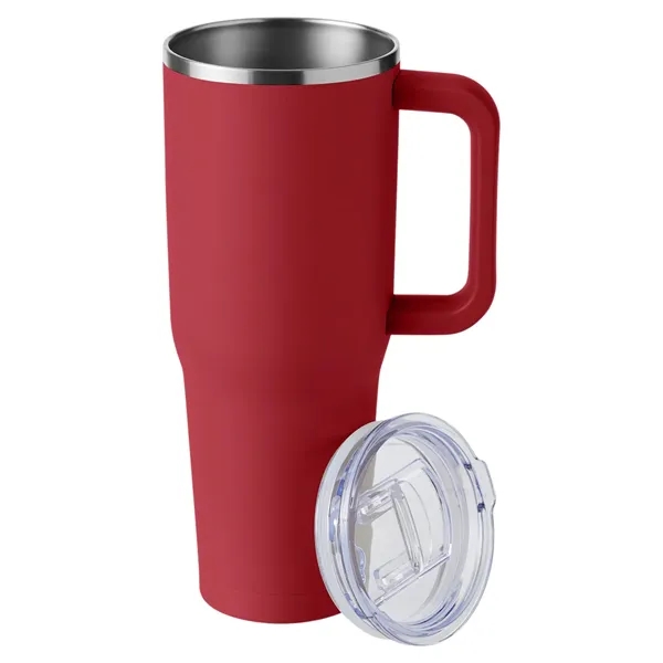 40-ounce travel mug with double-wall vacuum insulation, slide-open lid, and straw.... from ASI 79530 Prime Line
