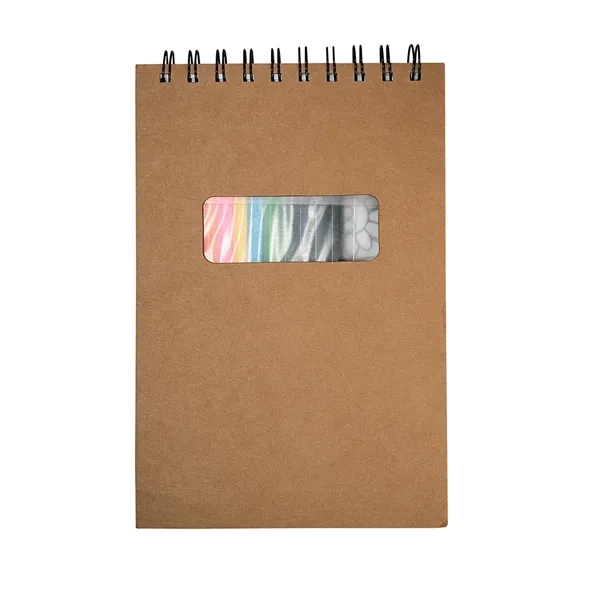Spiral bound drawing set with notepad and colored pencils in a... from ASI 79530 Prime Line