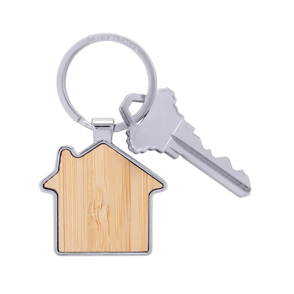 Bamboo & Metal House Keychain... from ASI 79530 Prime Line