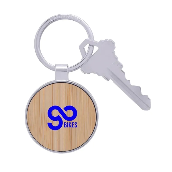 Bamboo & Metal Round Keychain... from ASI 79530 Prime Line