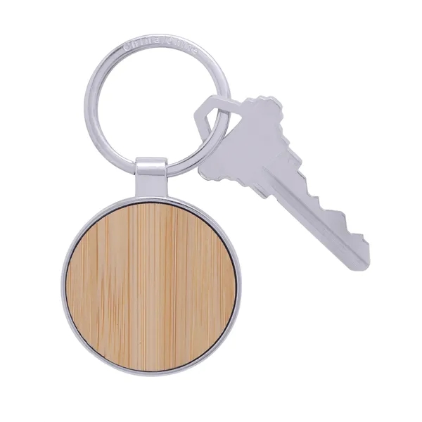Bamboo & Metal Round Keychain... from ASI 79530 Prime Line