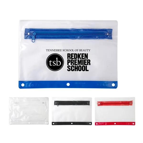Clear zippered pouch with 3 hole punched to fit any 3... from ASI 41511 Brainchild USA Inc / BrainChild Gift Club