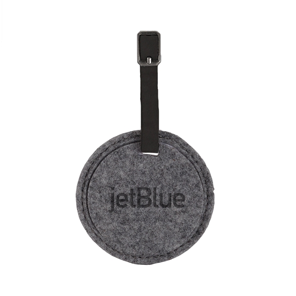 Felt luggage tag that measures 3" round with an antique nickel... from ASI 88060 Snugz/USA Inc / SnugZ USA®
