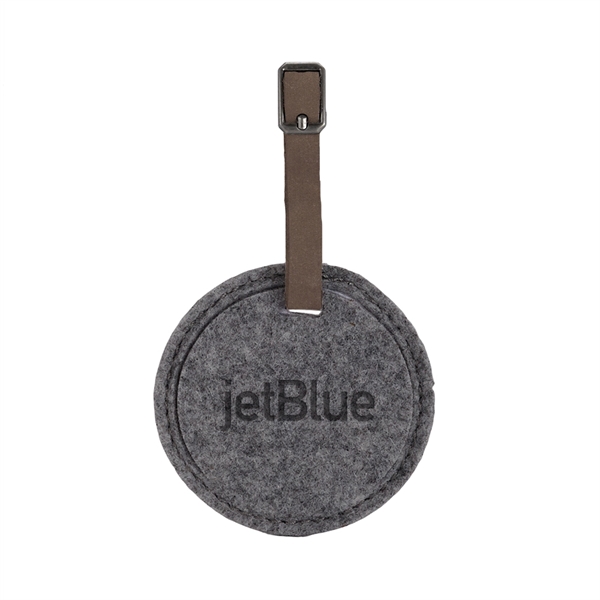 Felt luggage tag that measures 3" round with an antique nickel... from ASI 88060 Snugz/USA Inc / SnugZ USA®
