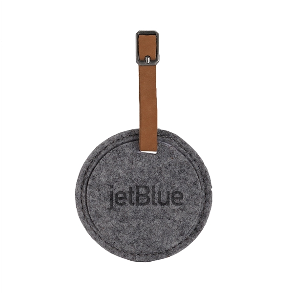 Felt luggage tag that measures 3" round with an antique nickel... from ASI 88060 Snugz/USA Inc / SnugZ USA®