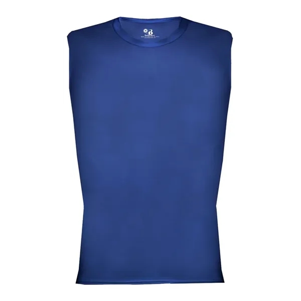 Sleeveless compression tee with stretch body fit, self-fabric collar, and double-needle... from ASI 84358 S&S Activewear