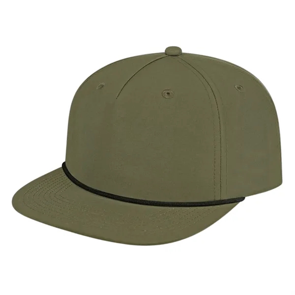 Medium profile five panel structured cap with a modified flat visor... from ASI 43792 Cap America Inc