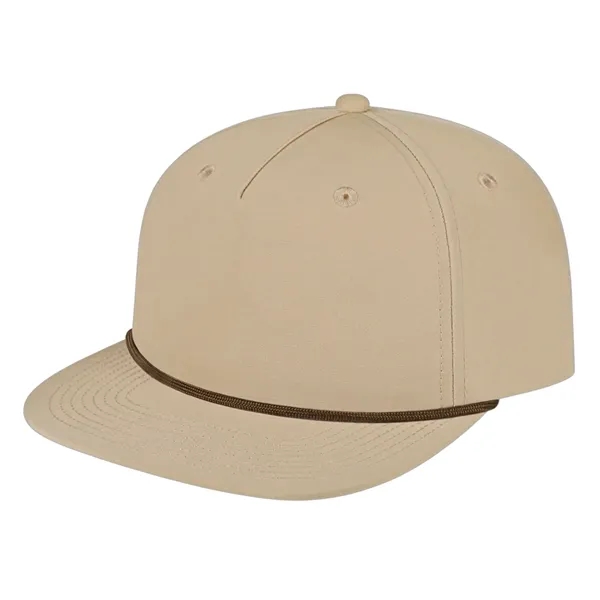 Medium profile five panel structured cap with a modified flat visor... from ASI 43792 Cap America Inc