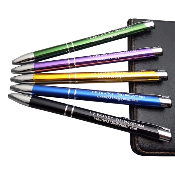 5.6" x .54" metal pen with standard blue ink and multiple... from ASI 37218 Athena Promo (tm)