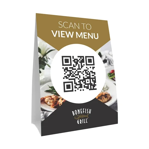 Laminated paper table tent; measures 5" x 7" when folded.... from ASI 68507 The Magnet Group / Magnet LLC™