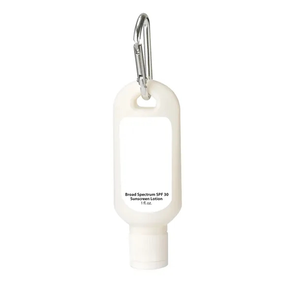 1 oz. SPF 30 Sunscreen with Carabiner. Broad Spectrum Formula Protects... from ASI 61125 Hit Promotional Products / Hit®