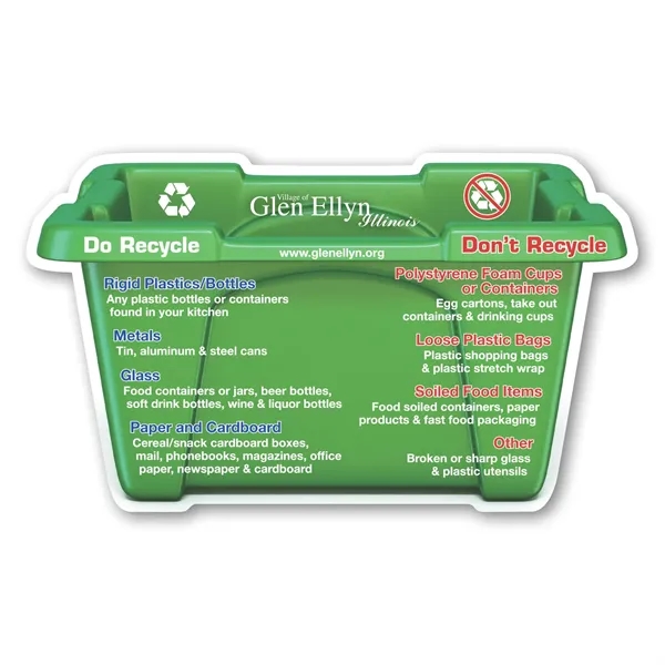 Recycle bin shaped magnet featuring four color process customization.... from ASI 68507 The Magnet Group / Magnet LLC™
