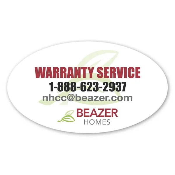 2" x 3.5" oval shaped label with removable adhesive backing and... from ASI 68507 The Magnet Group / Magnet LLC™