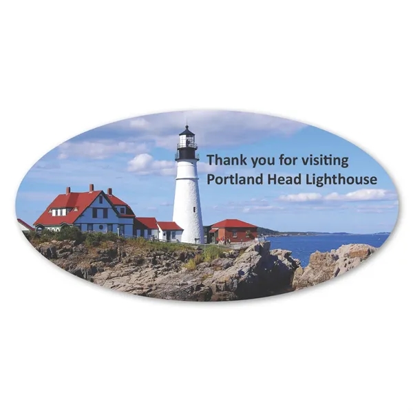 2" x 4" oval shaped, repositionable label with patterned adhesive backing... from ASI 68507 The Magnet Group / Magnet LLC™