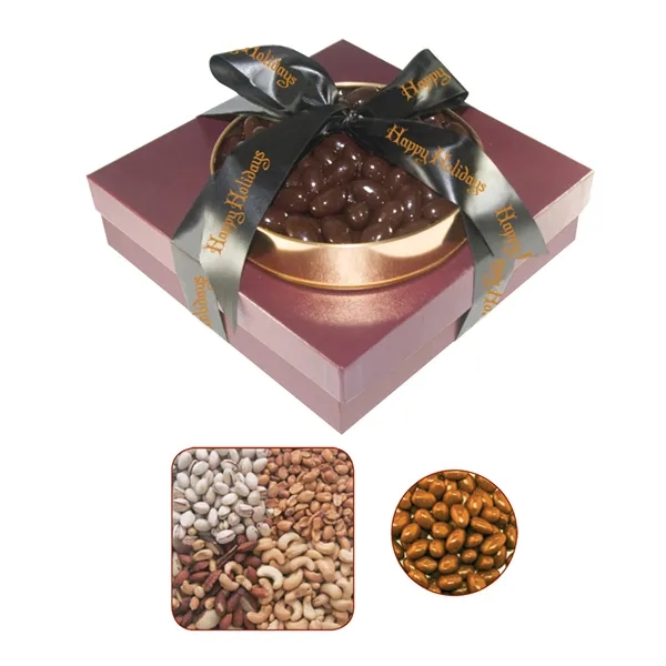 Tower of gourmet delights with a gift box and gold rush... from ASI 61125 Hit Promotional Products / Hit®