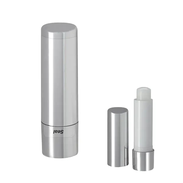 Metallic lip moisturizer stick with vanilla flavor, a safety seal, and... from ASI 61125 Hit Promotional Products / Hit®