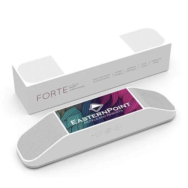 Forte speaker and wireless charger for listening to music and charging... from ASI 61125 Hit Promotional Products / Hit®