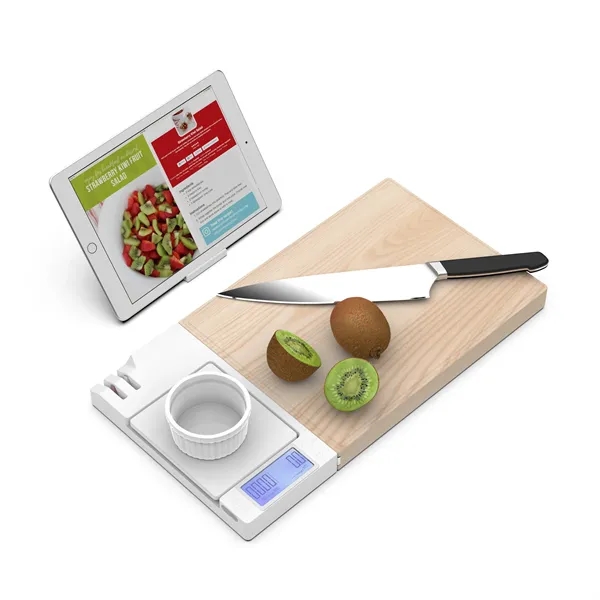9" x 12" Canadian maple wood cutting board with scale, knife... from ASI 61125 Hit Promotional Products / Hit®