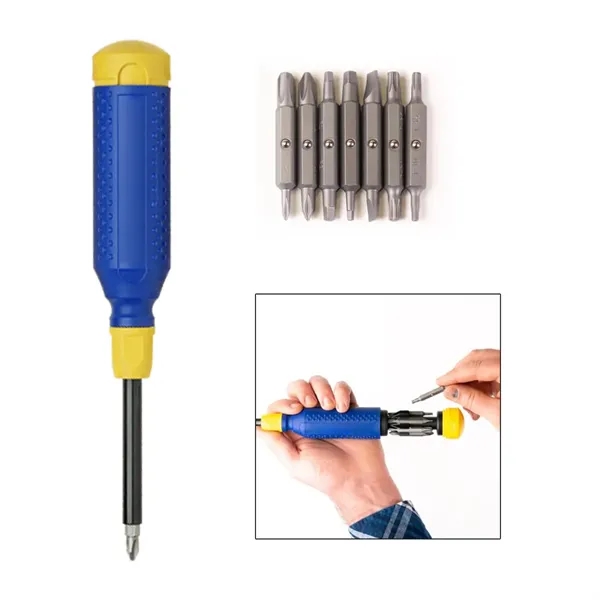Steel, ABS and resin MegaPro 15-in-1 multi-bit screwdriver with bits stored... from ASI 61125 Hit Promotional Products / Hit®
