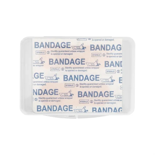 Portable first aid kit with bandages, hand sanitizer, cleansing pad, towelette,... from ASI 61125 Hit Promotional Products / Hit®