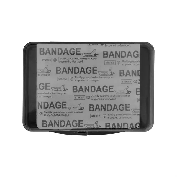 Portable first aid kit with bandages, hand sanitizer, cleansing pad, towelette,... from ASI 61125 Hit Promotional Products / Hit®