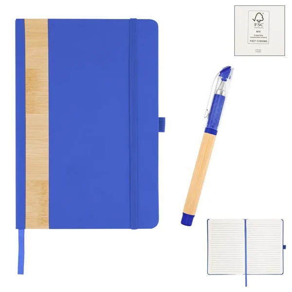 Gift set with a recycled PU and bamboo accent journal with... from ASI 61125 Hit Promotional Products / Hit®