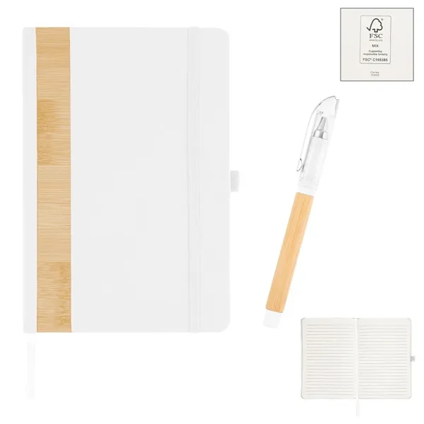 Gift set with a recycled PU and bamboo accent journal with... from ASI 61125 Hit Promotional Products / Hit®