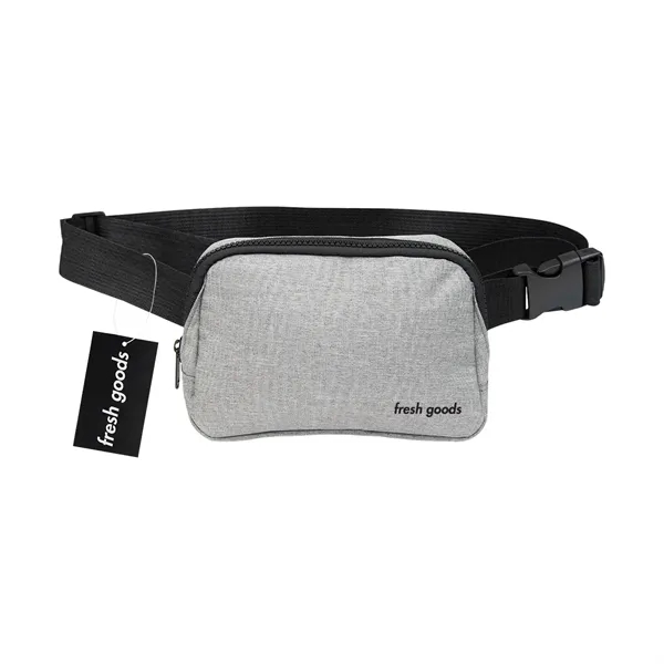 rPET heathered belt bag with a Fresh Goods hang tag.... from ASI 61125 Hit Promotional Products / Hit®