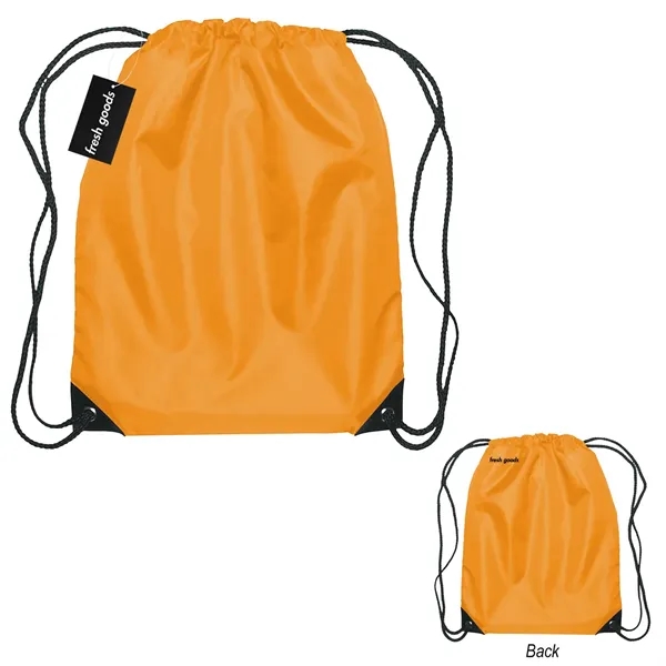 18" x 14" drawstring backpack with a Fresh Goods hang tag.... from ASI 61125 Hit Promotional Products / Hit®