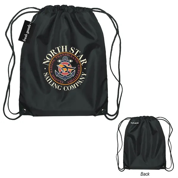 18" x 14" drawstring backpack with a Fresh Goods hang tag.... from ASI 61125 Hit Promotional Products / Hit®